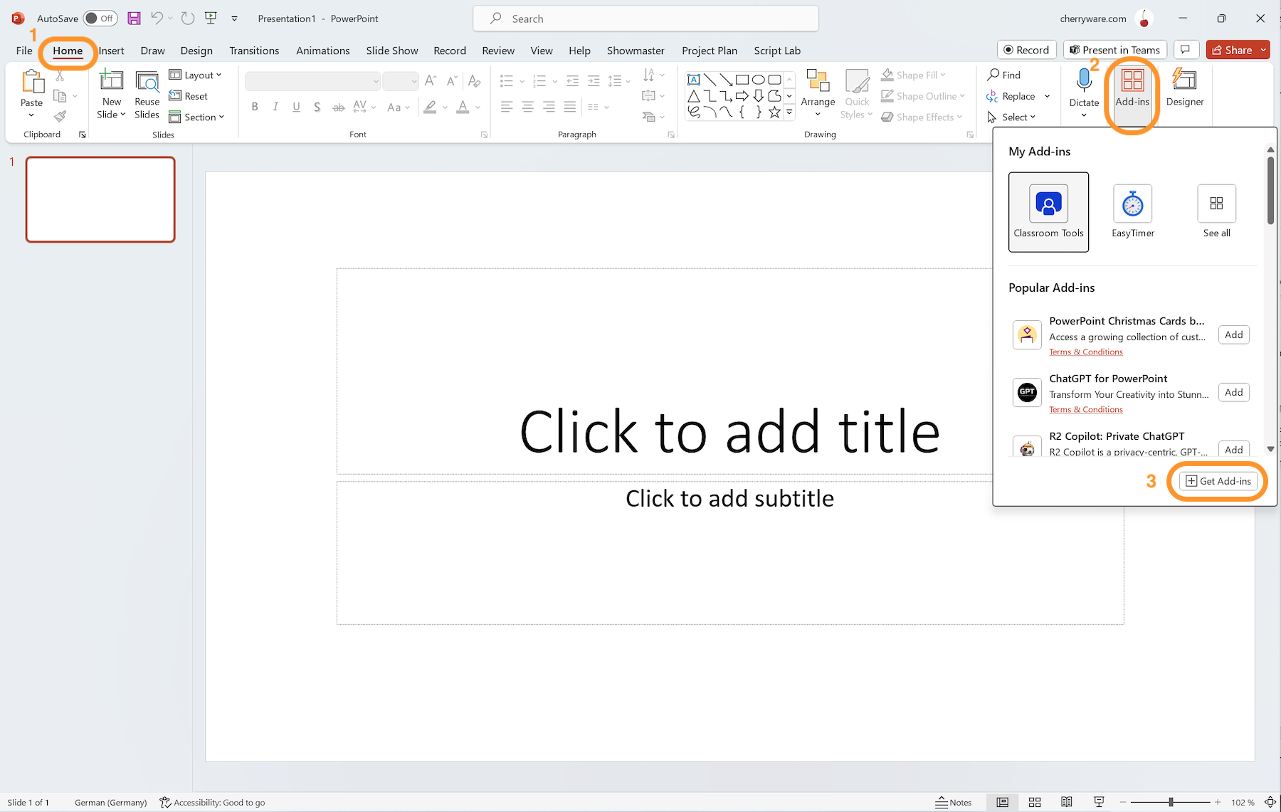 How to activate Project Plan license in PowerPoint (1/3)